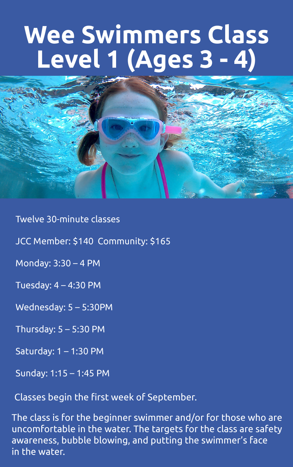 Wee Swimmers Level 1 & 2 Details Asheville JCC